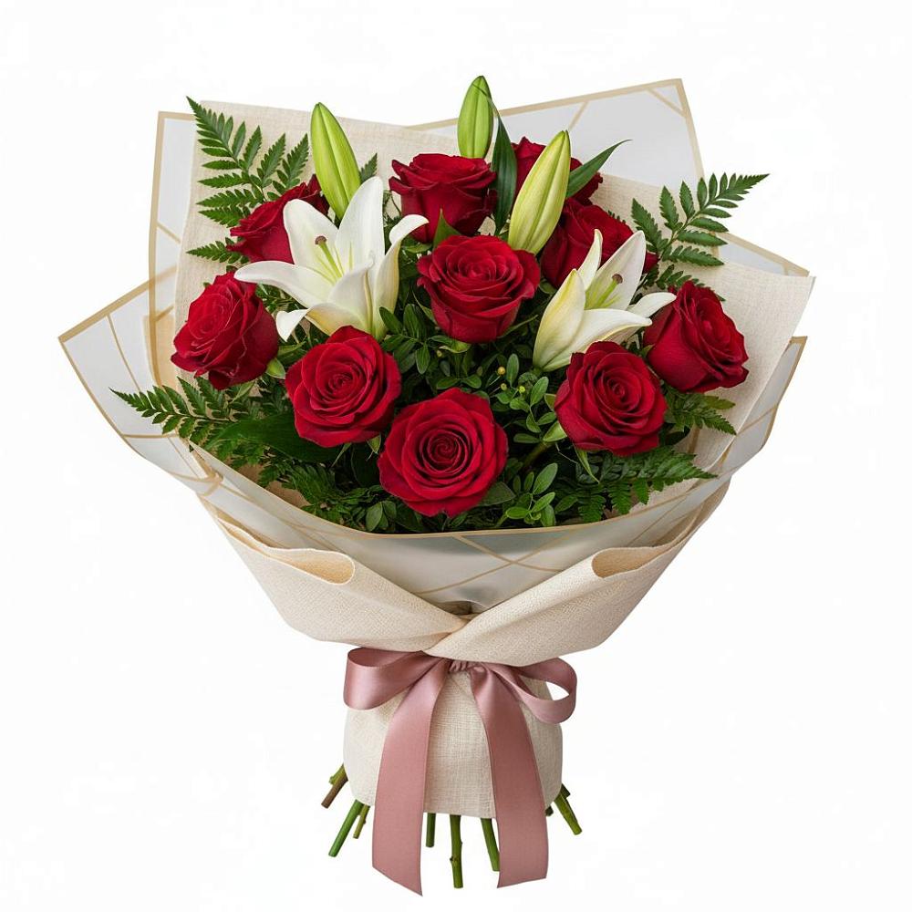 Букет цветов из: Лилии и Розы в Ессентуки