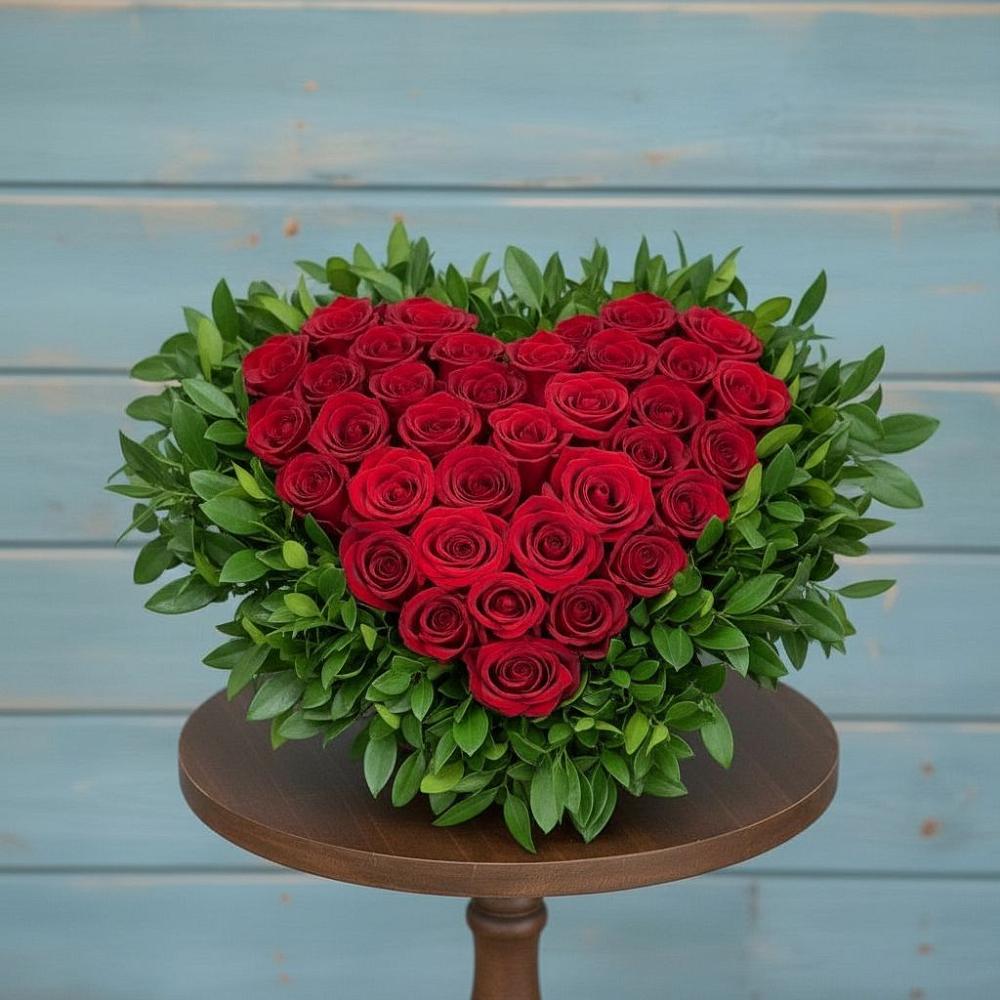 Цветочная композиция из Розы в виде сердца в Ессентуки