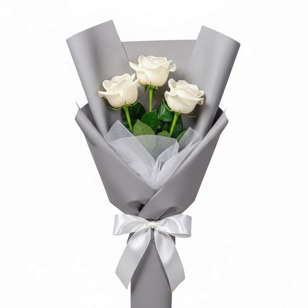 Букет 3 белые розы в Ессентуки