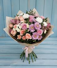 Букет цветов из:  Хризантемы, Розы и Альстромерии в Ессентуки
