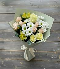 Букет цветов из:  Альстромерии, Розы и Хризантемы в Ессентуки